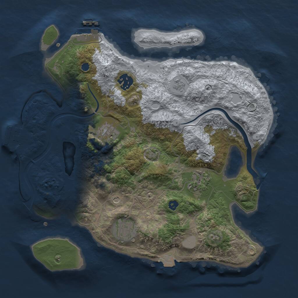 Rust Map: Procedural Map, Size: 3000, Seed: 5253, 10 Monuments