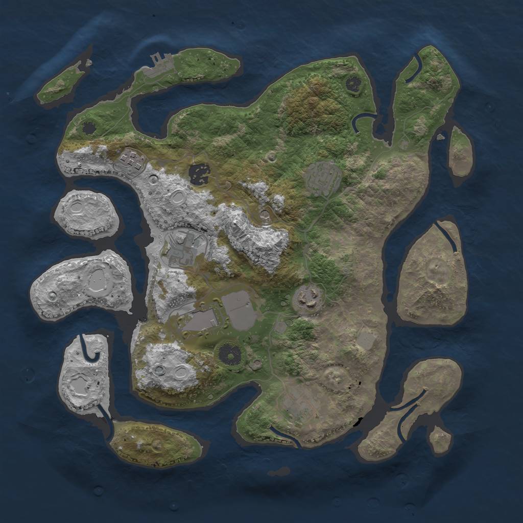 Rust Map: Procedural Map, Size: 3500, Seed: 8066, 14 Monuments