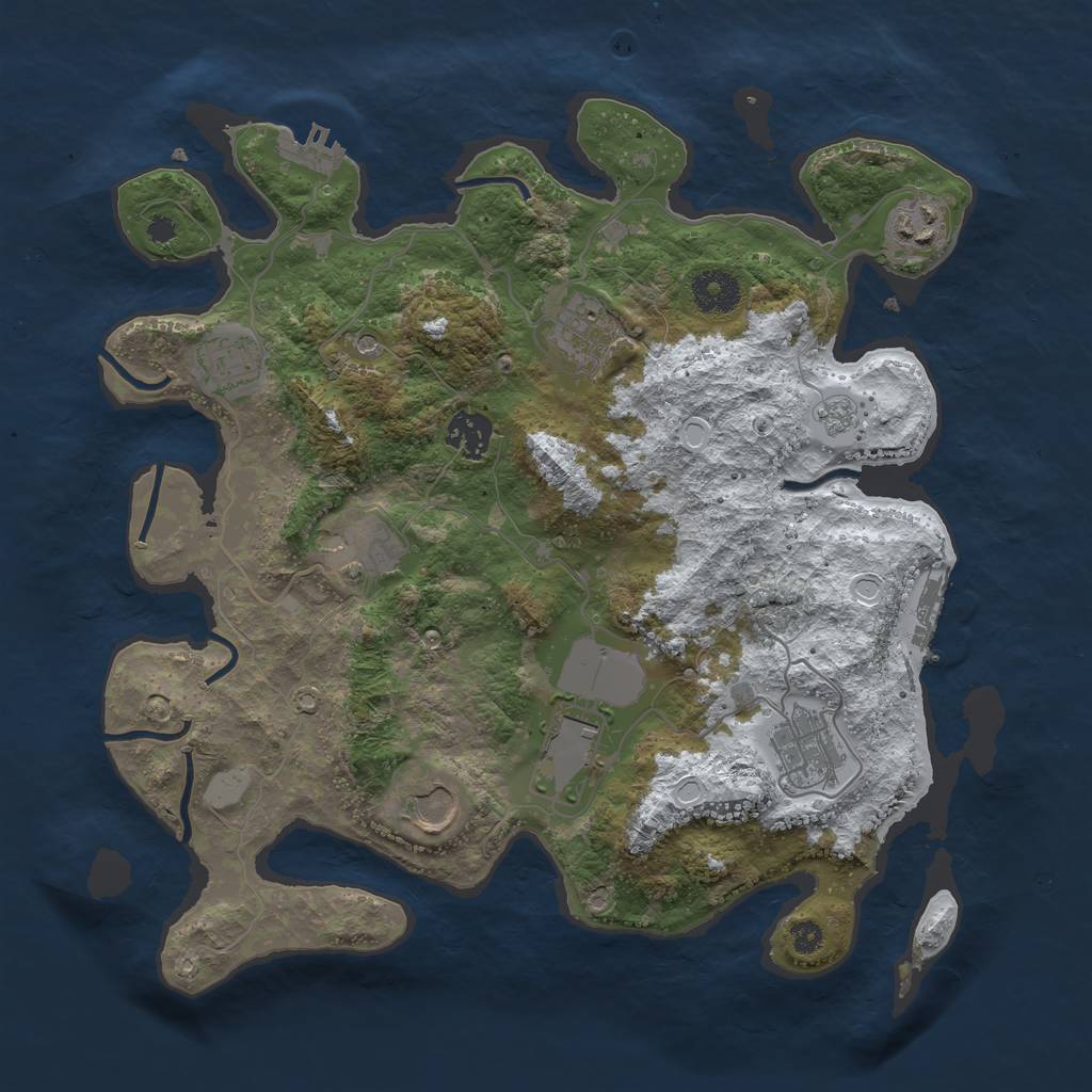 Rust Map: Procedural Map, Size: 3500, Seed: 1451398064, 17 Monuments