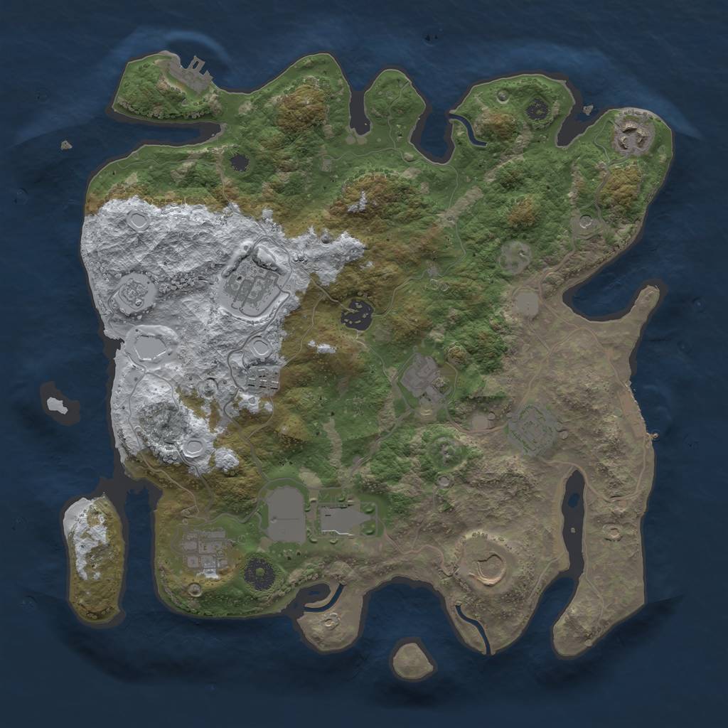 Rust Map: Procedural Map, Size: 3500, Seed: 339208649, 18 Monuments