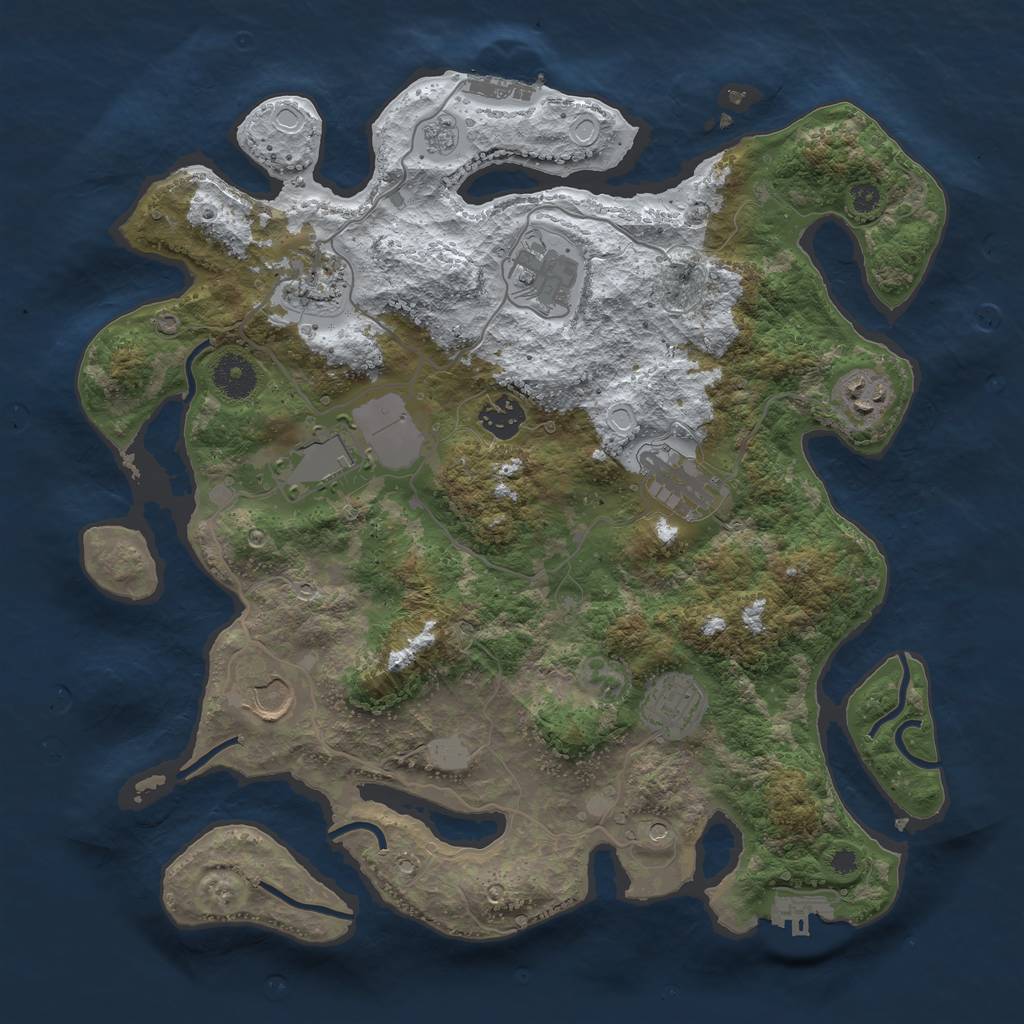 Rust Map: Procedural Map, Size: 3600, Seed: 794, 17 Monuments