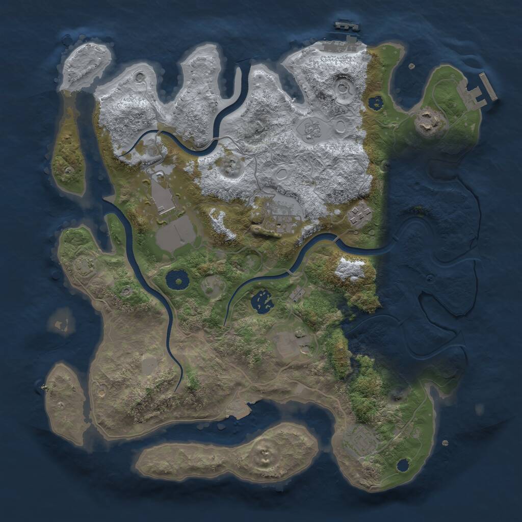 Rust Map: Procedural Map, Size: 3500, Seed: 1083276852, 13 Monuments