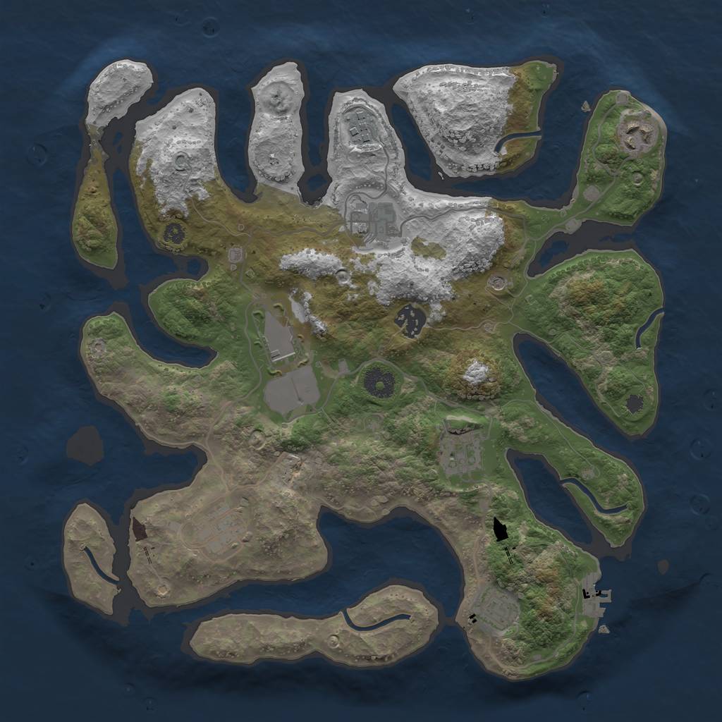 Rust Map: Procedural Map, Size: 3500, Seed: 1083276852, 12 Monuments