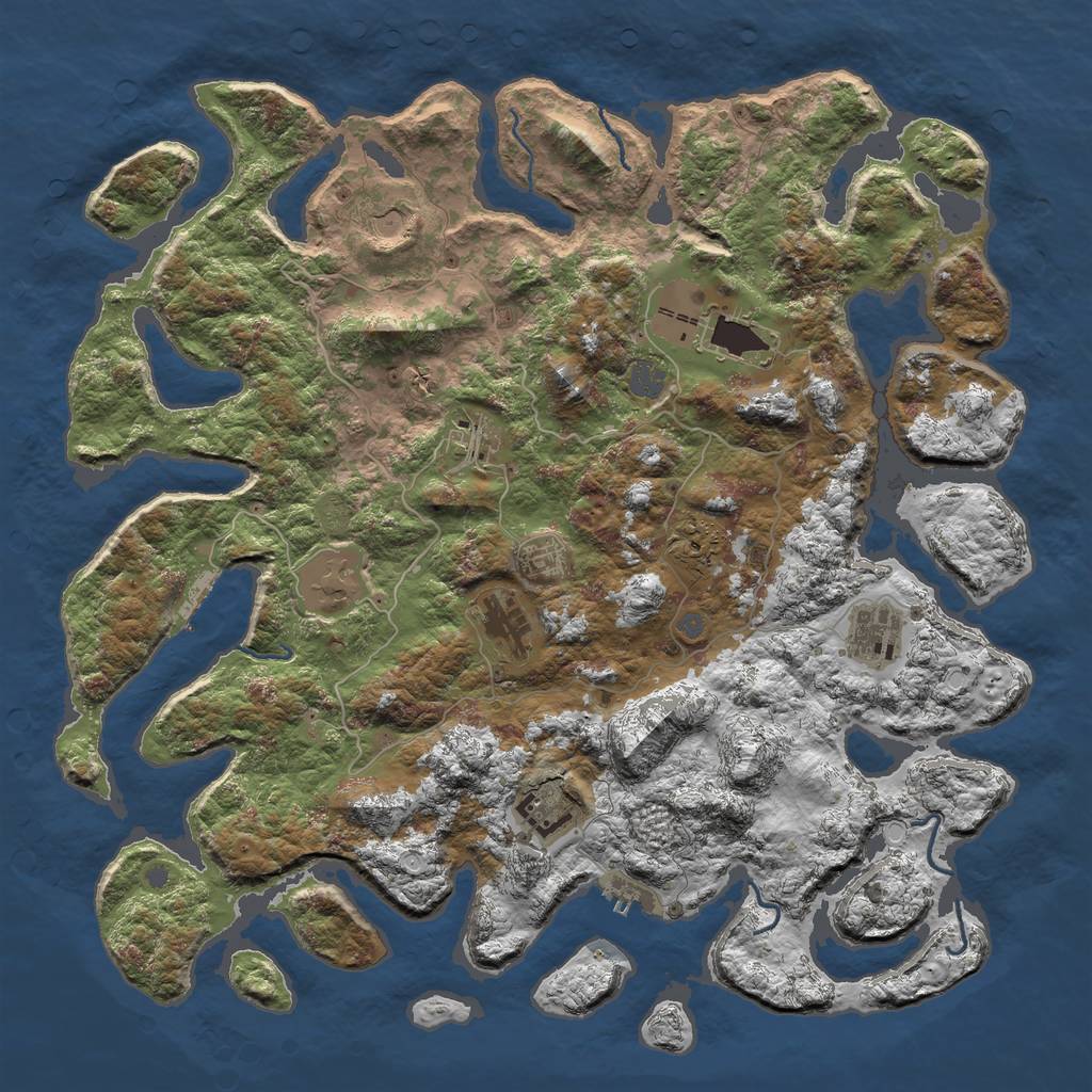 Rust Map: Procedural Map, Size: 4500, Seed: 923472469, 16 Monuments