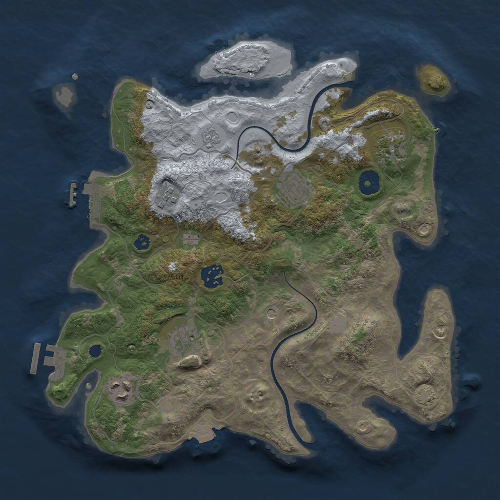 Rust Map: Procedural Map, Size: 3200, Seed: 1733, 12 Monuments