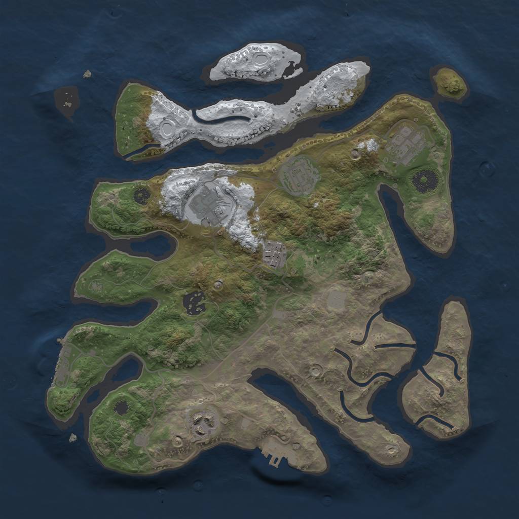 Rust Map: Procedural Map, Size: 3200, Seed: 1733, 13 Monuments