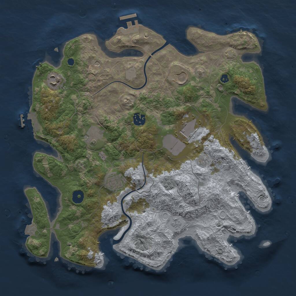 Rust Map: Procedural Map, Size: 3500, Seed: 626289291, 13 Monuments