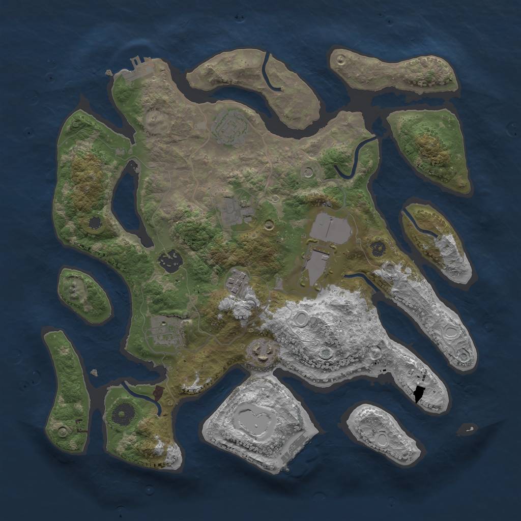 Rust Map: Procedural Map, Size: 3500, Seed: 626289291, 18 Monuments