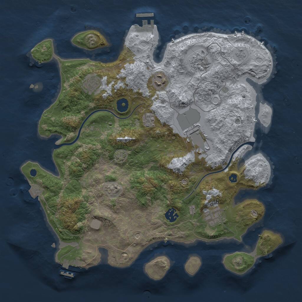 Rust Map: Procedural Map, Size: 3500, Seed: 3461, 13 Monuments