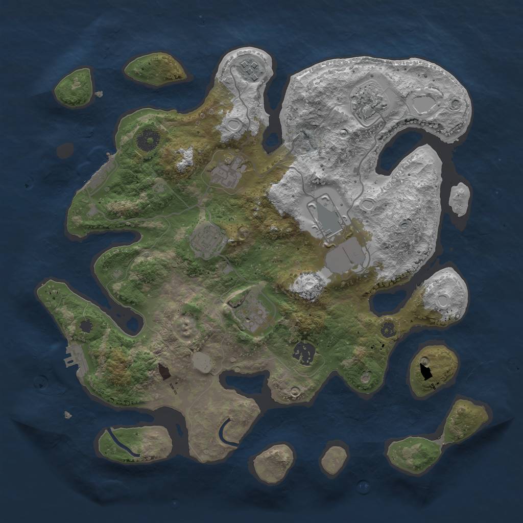 Rust Map: Procedural Map, Size: 3500, Seed: 3461, 14 Monuments