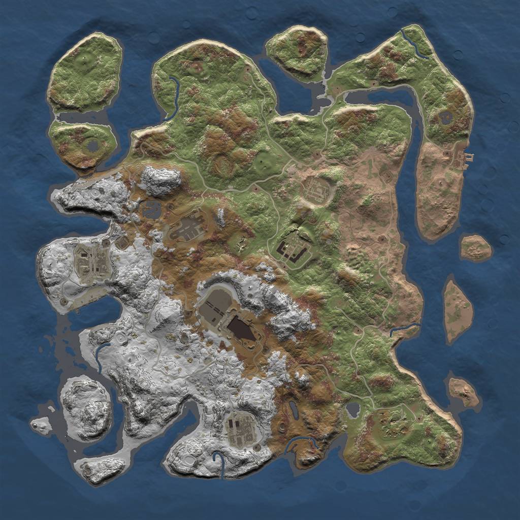 Rust Map: Procedural Map, Size: 4000, Seed: 545674, 14 Monuments