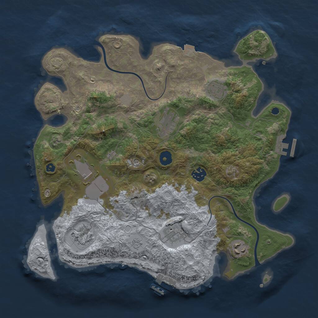 Rust Map: Procedural Map, Size: 3500, Seed: 976384044, 13 Monuments