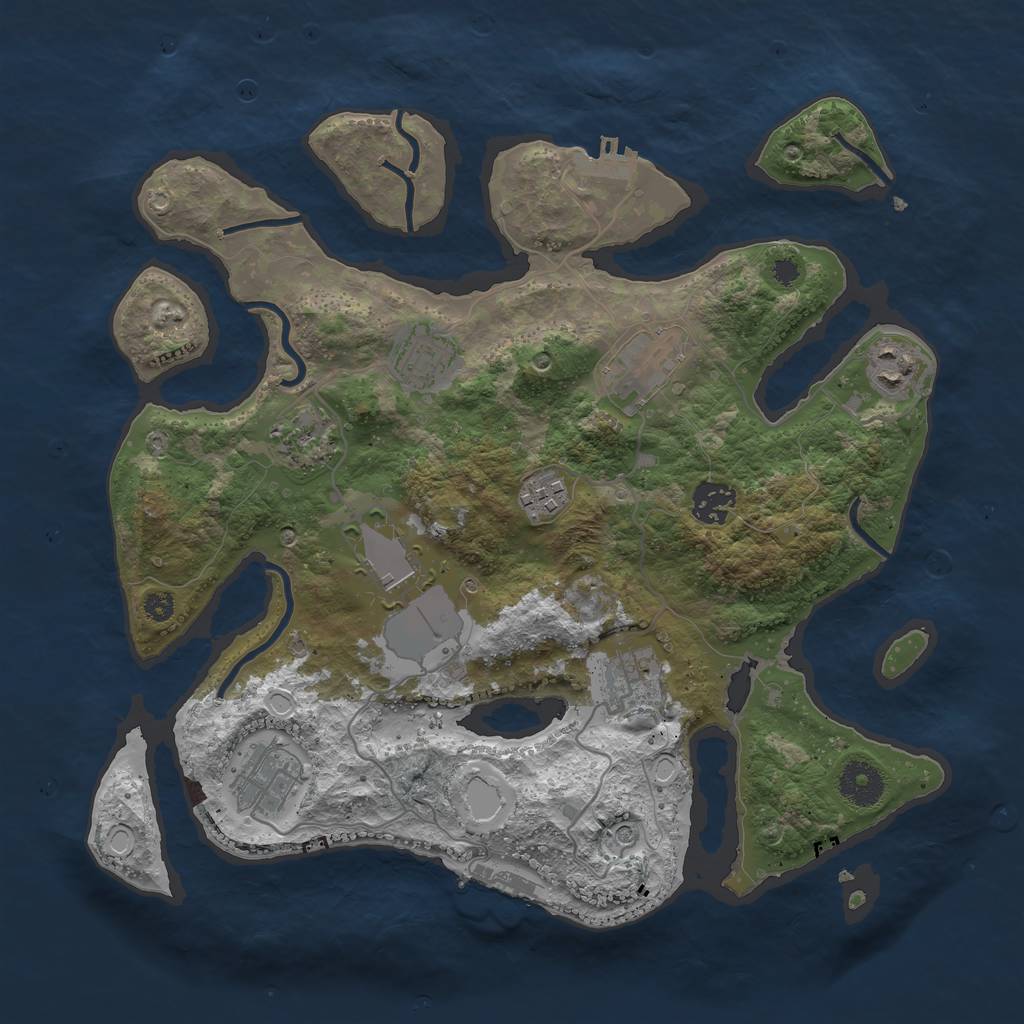 Rust Map: Procedural Map, Size: 3500, Seed: 976384044, 17 Monuments