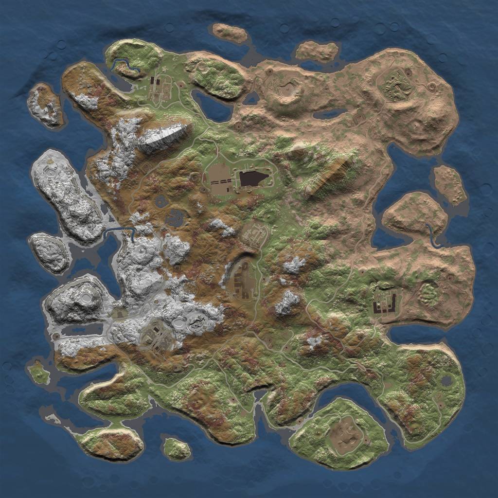 Rust Map: Procedural Map, Size: 4100, Seed: 2102161981, 14 Monuments