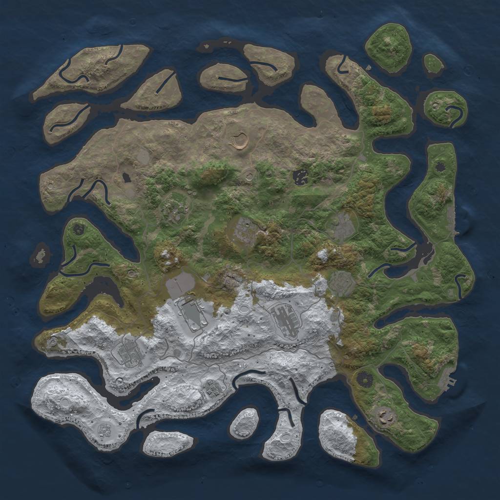 Rust Map: Procedural Map, Size: 4500, Seed: 2414684, 20 Monuments