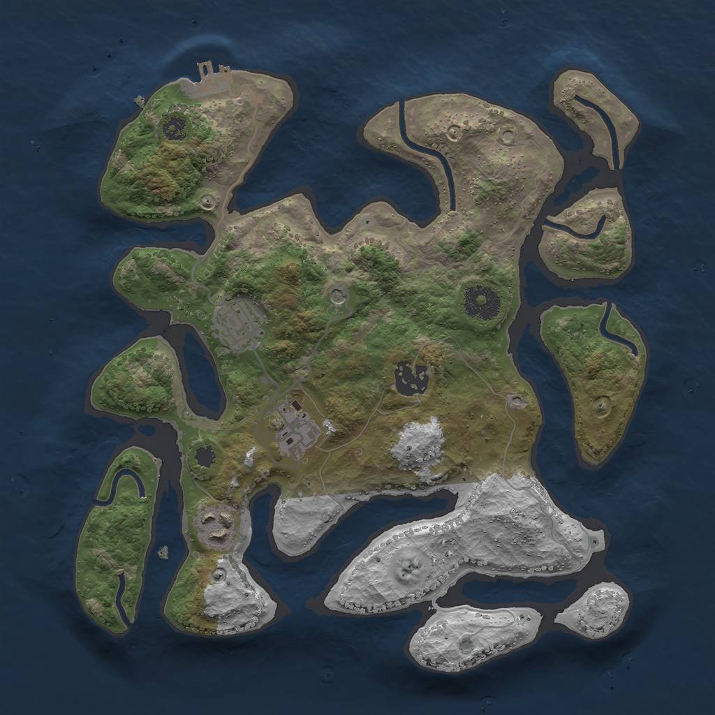 Rust Map: Procedural Map, Size: 3000, Seed: 4726, 8 Monuments