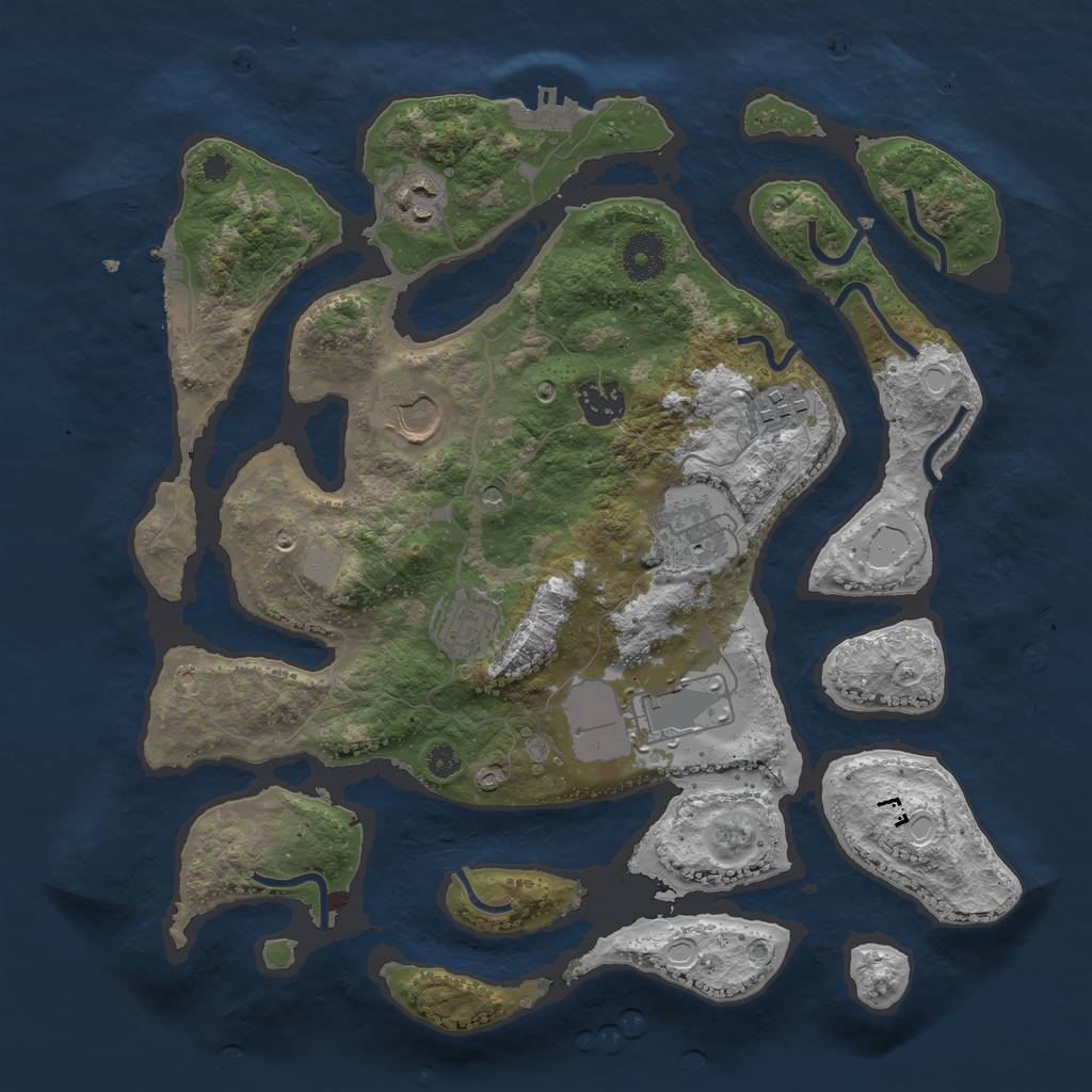 Rust Map: Procedural Map, Size: 3500, Seed: 319819940, 15 Monuments