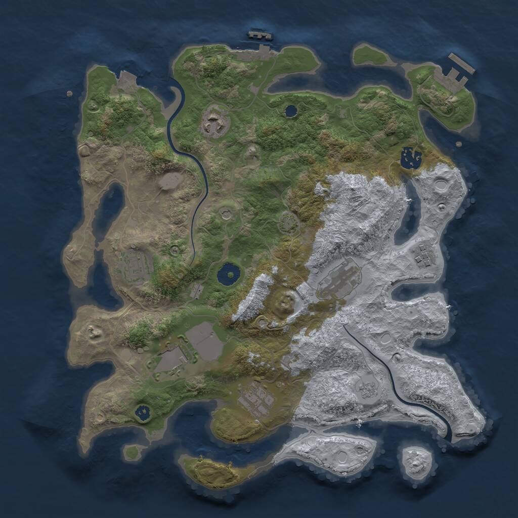 Rust Map: Procedural Map, Size: 3500, Seed: 319819940, 13 Monuments