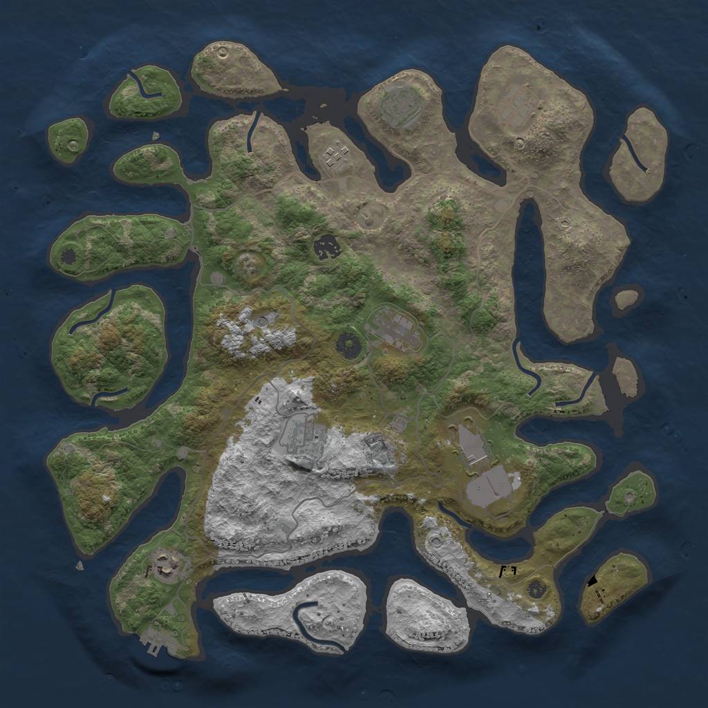 Rust Map: Procedural Map, Size: 4096, Seed: 21312455, 12 Monuments
