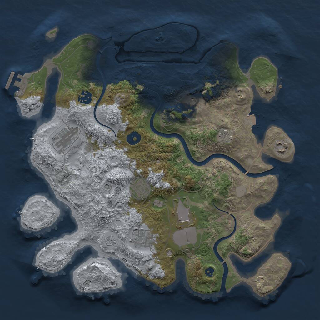 Rust Map: Procedural Map, Size: 3500, Seed: 31558, 13 Monuments