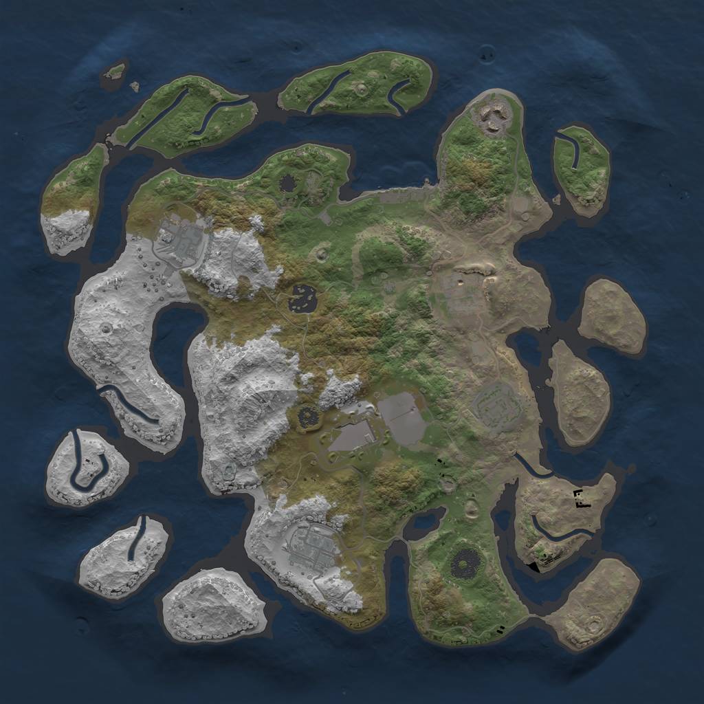 Rust Map: Procedural Map, Size: 3500, Seed: 31558, 10 Monuments