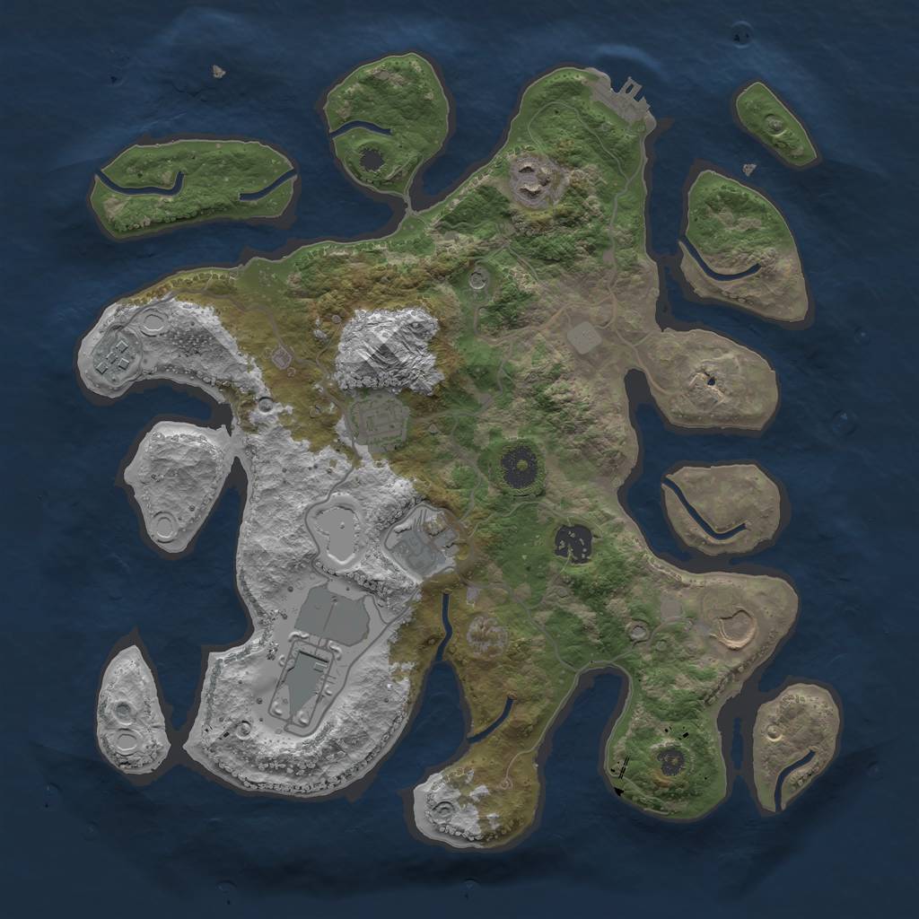 Rust Map: Procedural Map, Size: 3500, Seed: 35278, 14 Monuments