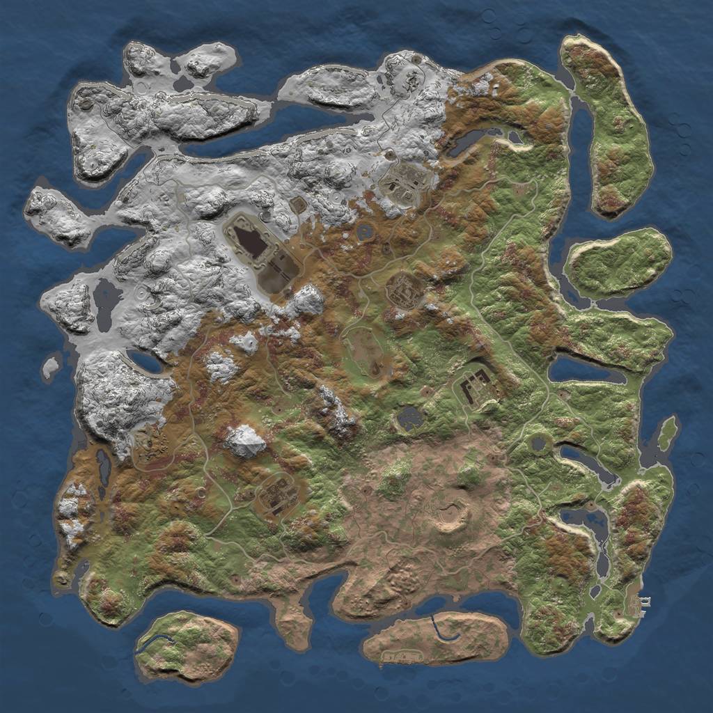 Rust Map: Procedural Map, Size: 4500, Seed: 7193722, 15 Monuments