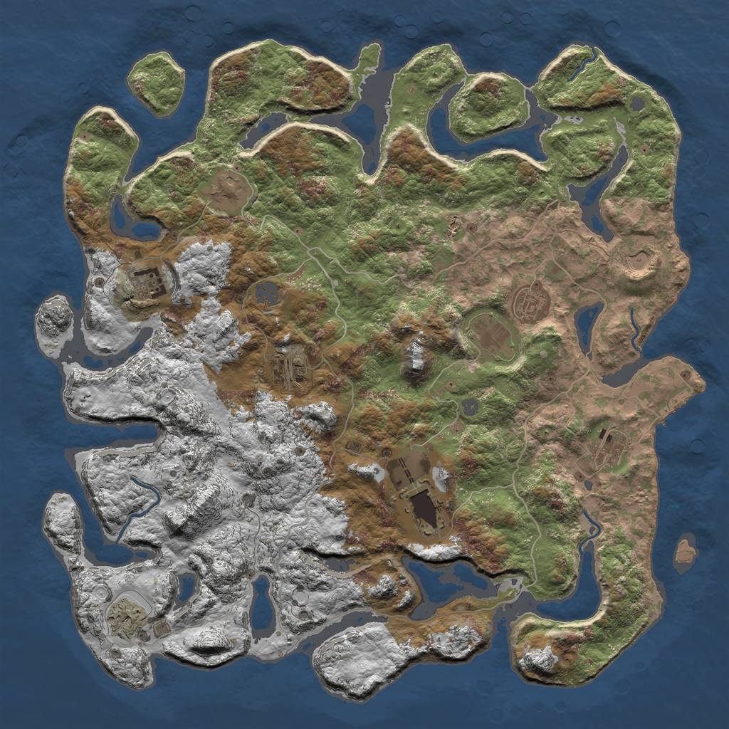 Rust Map: Procedural Map, Size: 4500, Seed: 1921547526, 15 Monuments