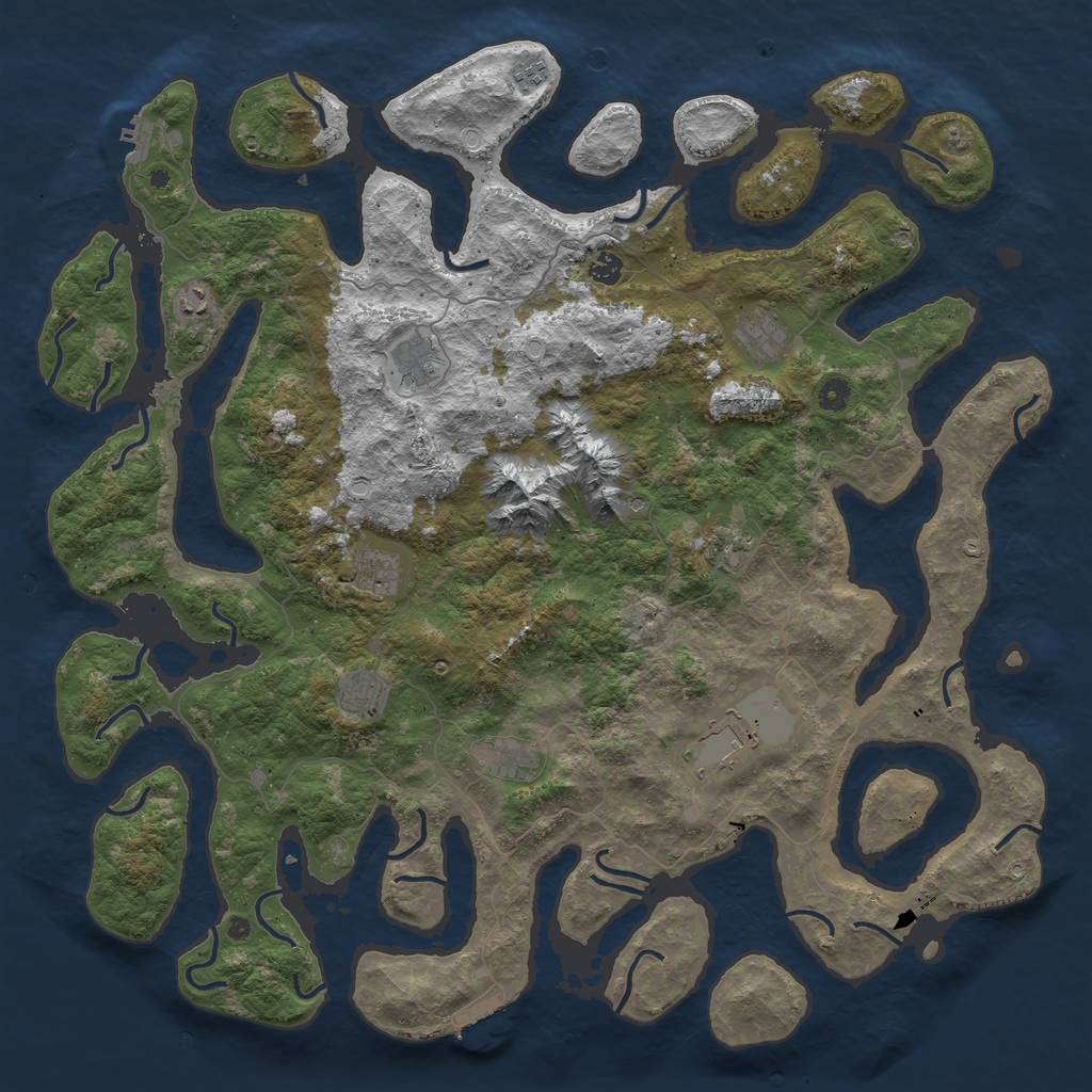 Rust Map: Procedural Map, Size: 5000, Seed: 551237, 21 Monuments