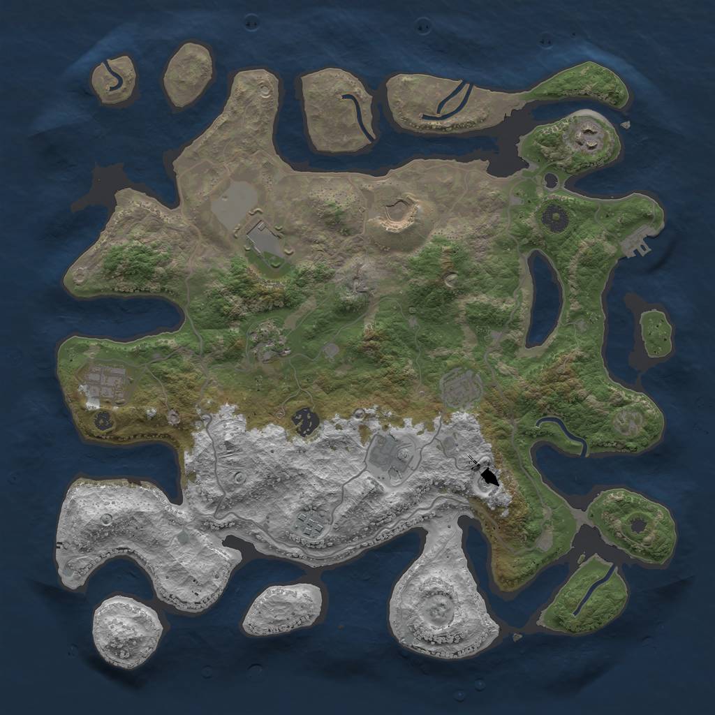 Rust Map: Procedural Map, Size: 4000, Seed: 220758302, 13 Monuments