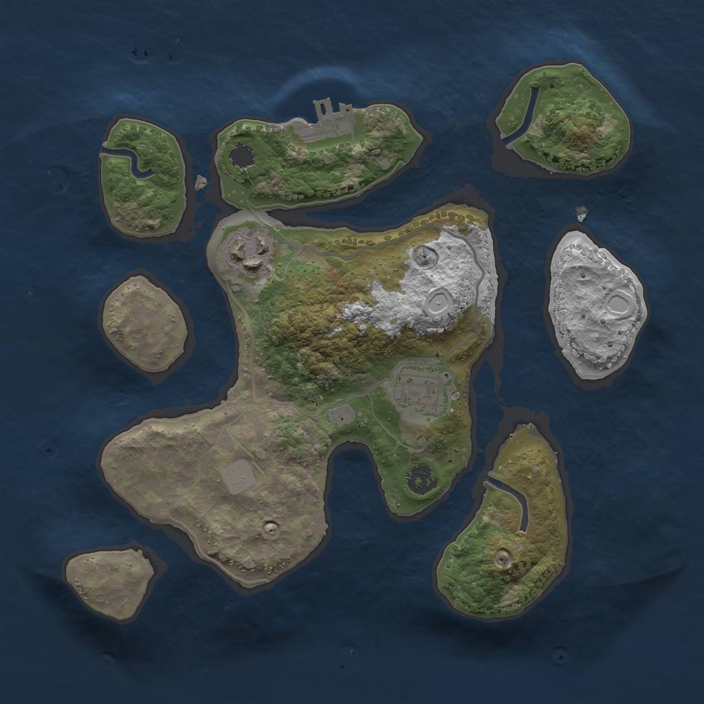 Rust Map: Procedural Map, Size: 2500, Seed: 53453456, 8 Monuments