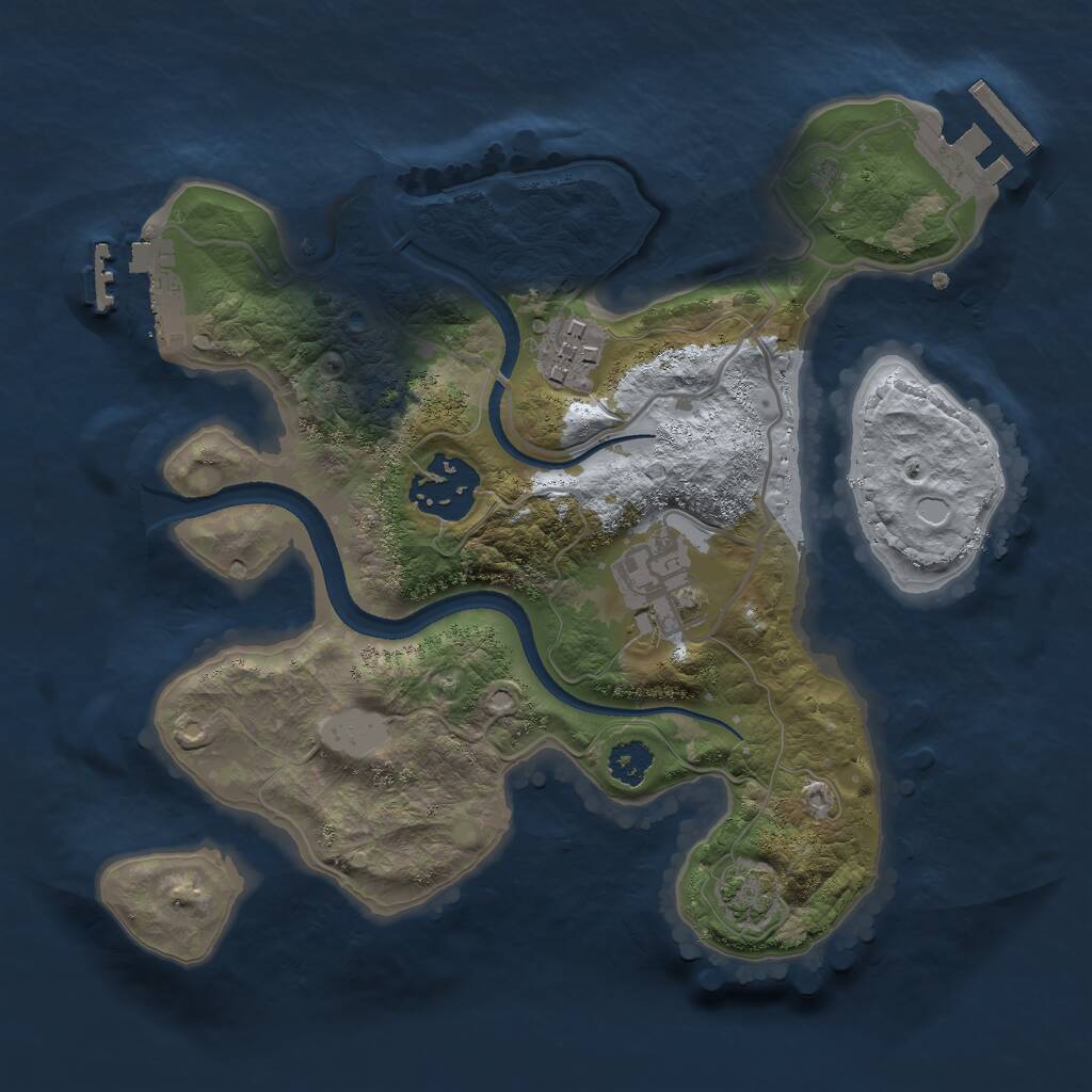 Rust Map: Procedural Map, Size: 2500, Seed: 53453456, 7 Monuments