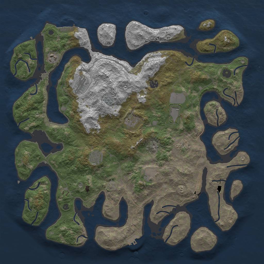 Rust Map: Procedural Map, Size: 4500, Seed: 551237, 17 Monuments