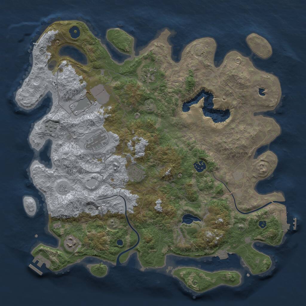 Rust Map: Procedural Map, Size: 4000, Seed: 1544118976, 13 Monuments