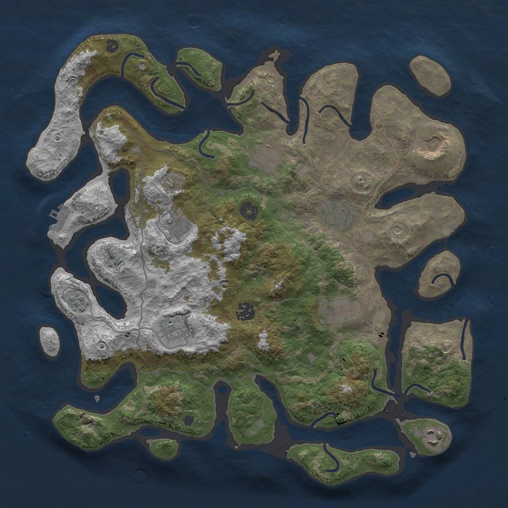 Rust Map: Procedural Map, Size: 4000, Seed: 1544118976, 13 Monuments