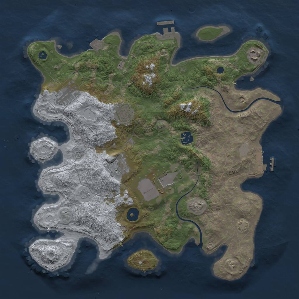 Rust Map: Procedural Map, Size: 3500, Seed: 435904911, 12 Monuments