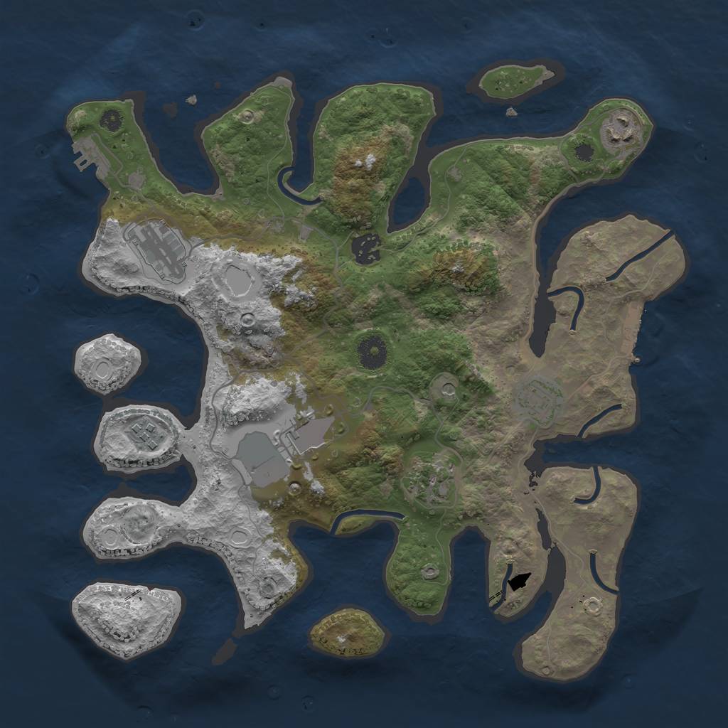 Rust Map: Procedural Map, Size: 3500, Seed: 435904911, 15 Monuments