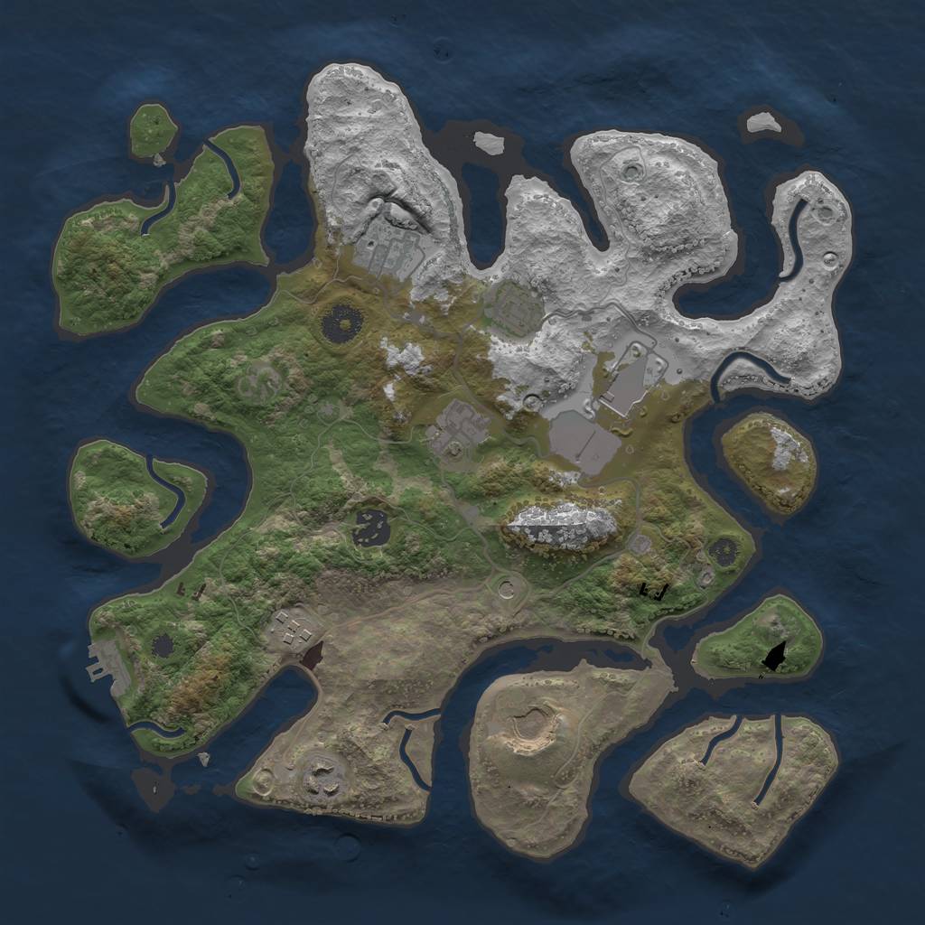 Rust Map: Procedural Map, Size: 3500, Seed: 27291838, 12 Monuments