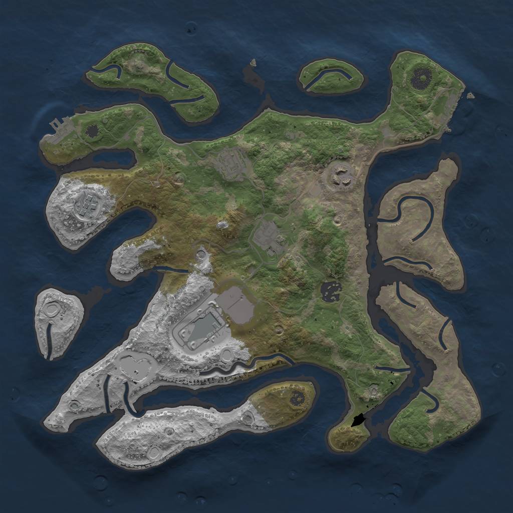 Rust Map: Procedural Map, Size: 3500, Seed: 1956931426, 17 Monuments