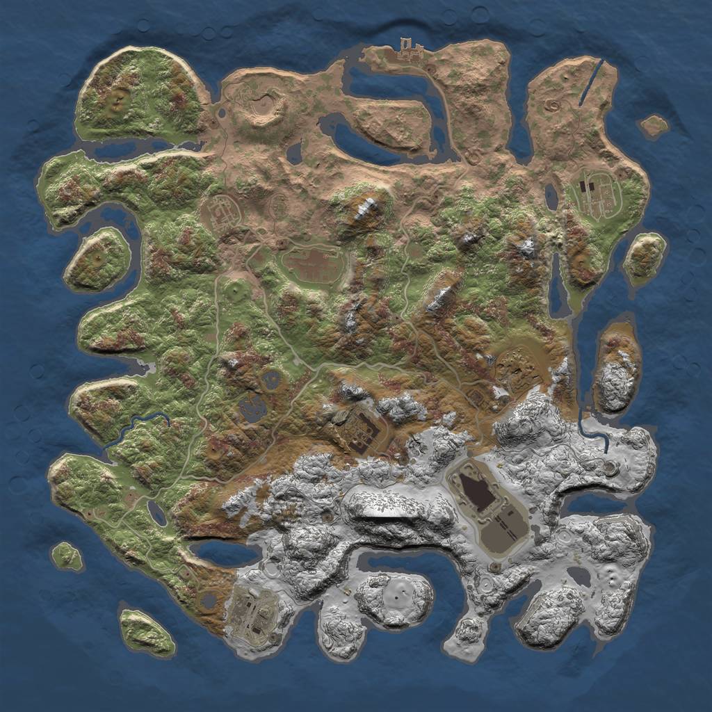 Rust Map: Procedural Map, Size: 4000, Seed: 31960, 14 Monuments