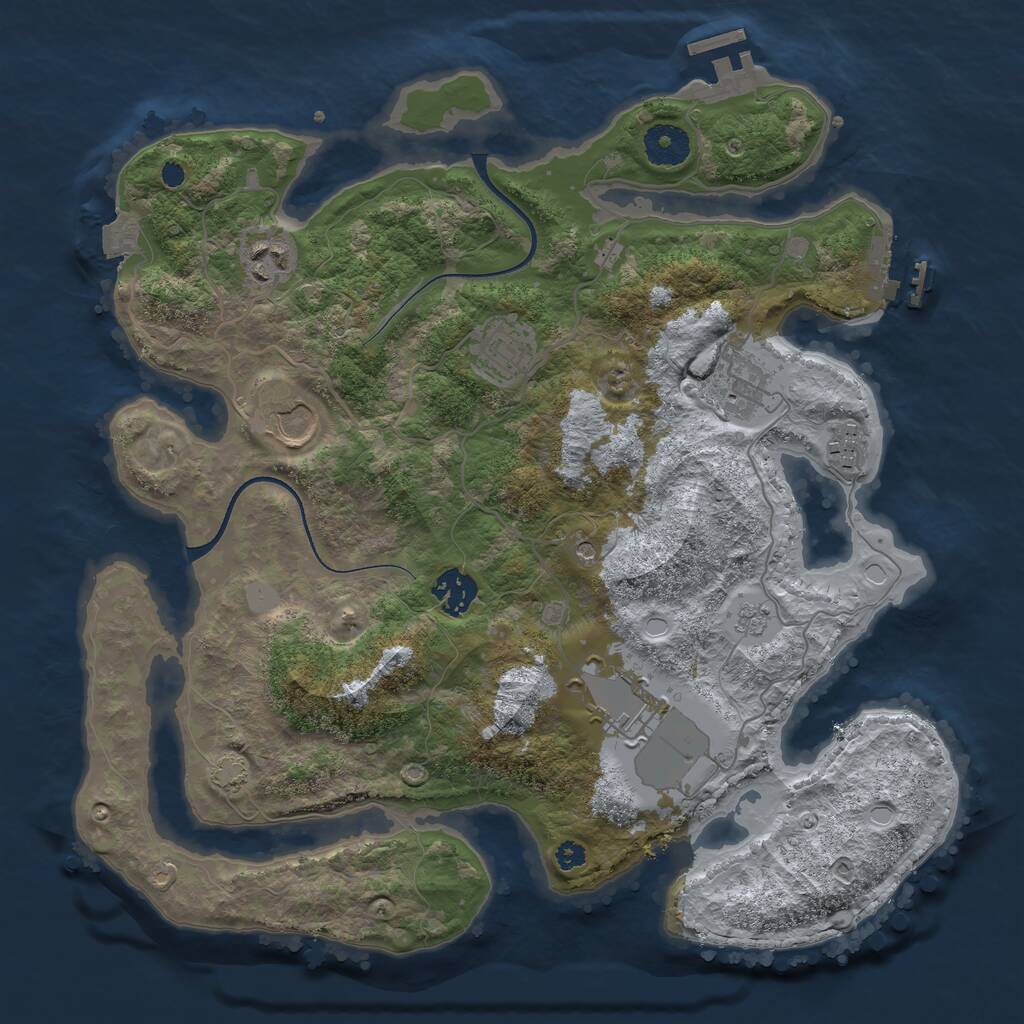 Rust Map: Procedural Map, Size: 3500, Seed: 923676, 13 Monuments