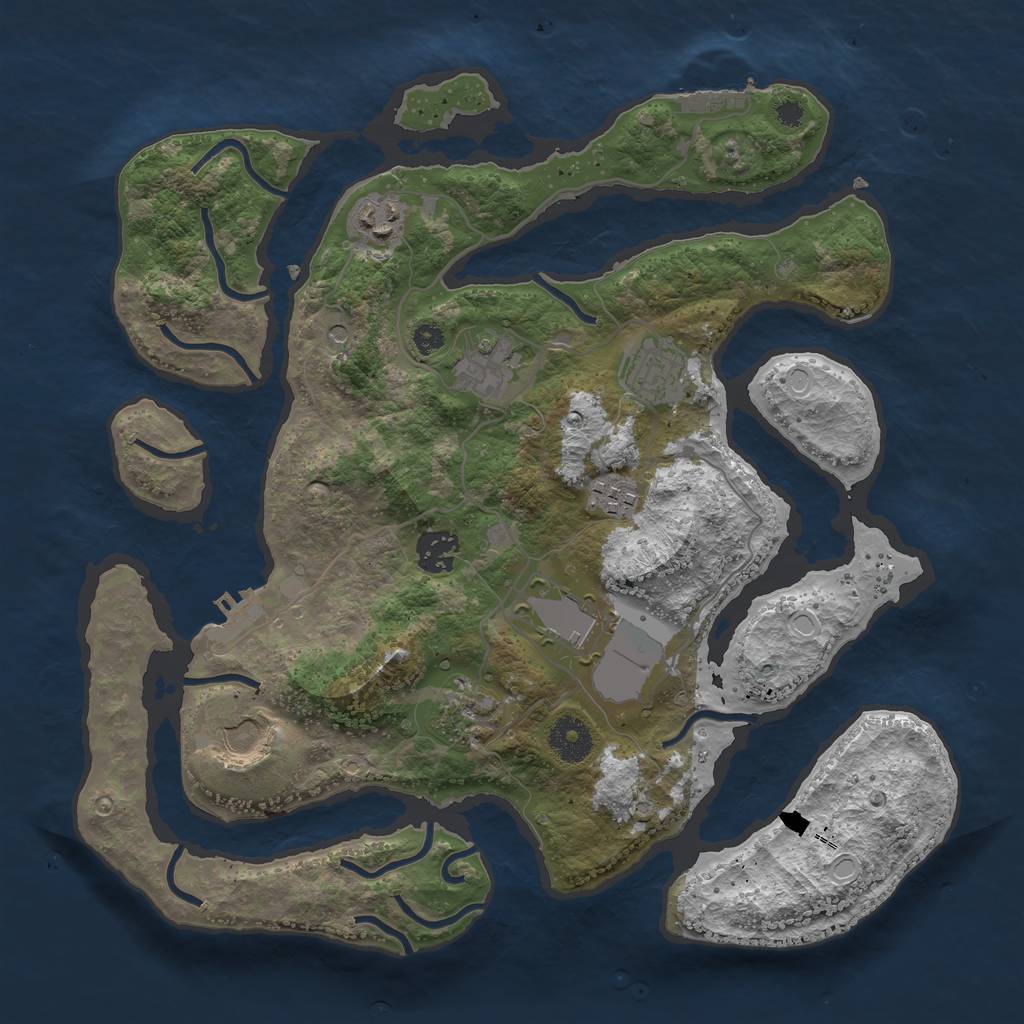 Rust Map: Procedural Map, Size: 3500, Seed: 923676, 16 Monuments