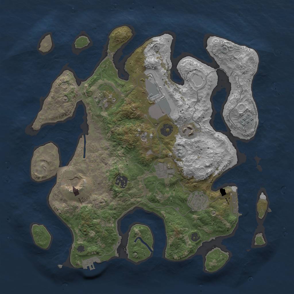 Rust Map: Procedural Map, Size: 3500, Seed: 62472, 16 Monuments