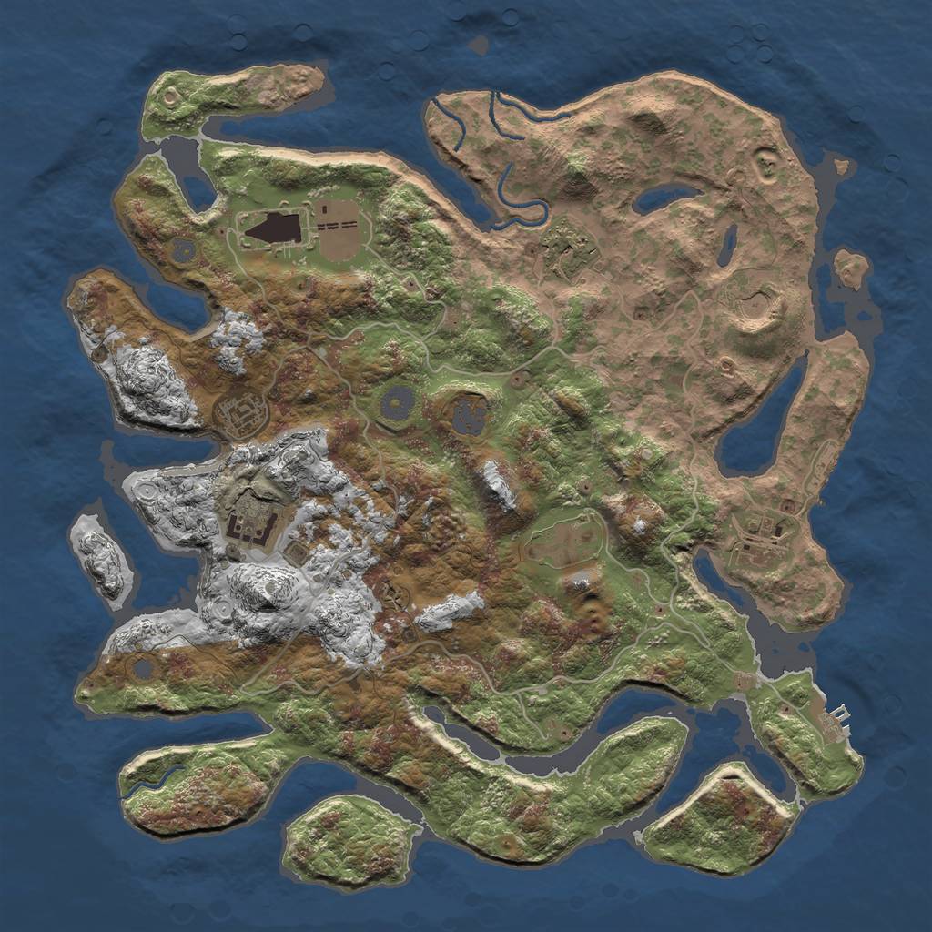 Rust Map: Procedural Map, Size: 4000, Seed: 8486, 14 Monuments