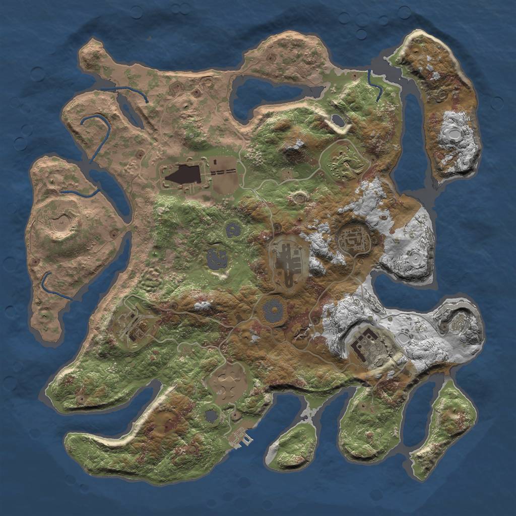 Rust Map: Procedural Map, Size: 3500, Seed: 3310, 14 Monuments