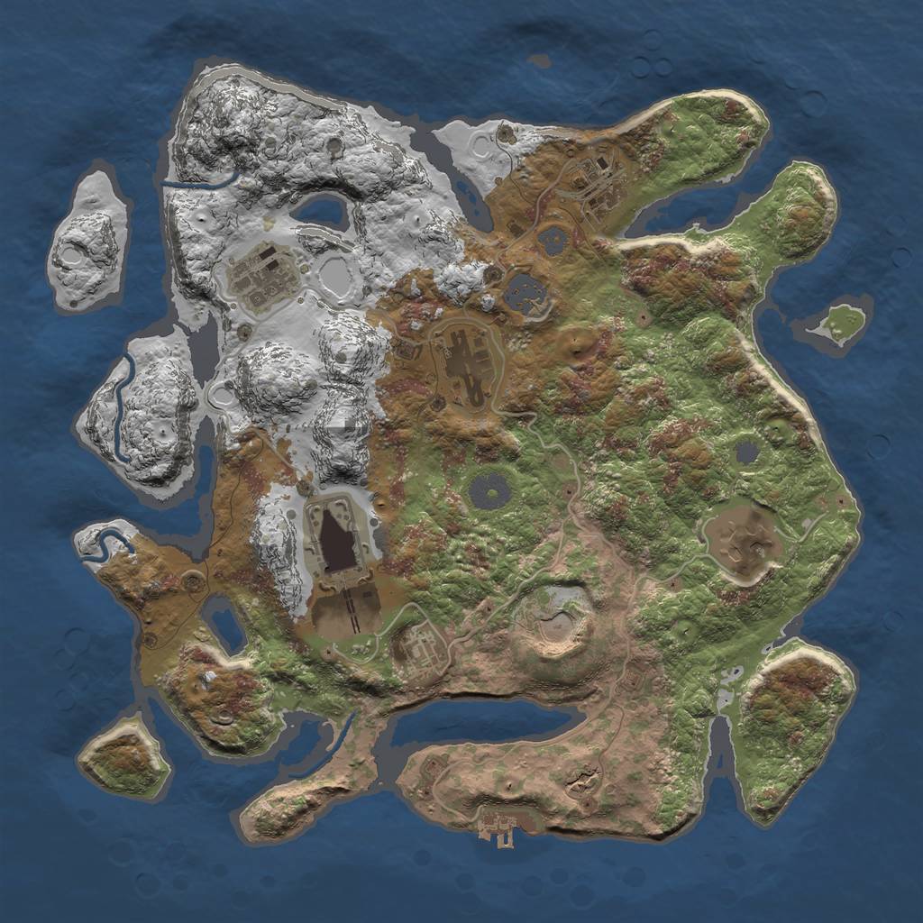 Rust Map: Procedural Map, Size: 3500, Seed: 563423986, 13 Monuments