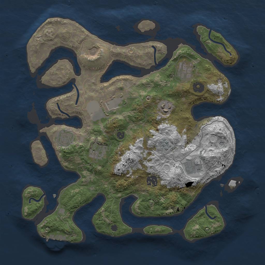 Rust Map: Procedural Map, Size: 3500, Seed: 408661490, 16 Monuments