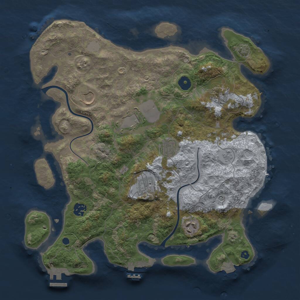Rust Map: Procedural Map, Size: 3500, Seed: 408661490, 13 Monuments