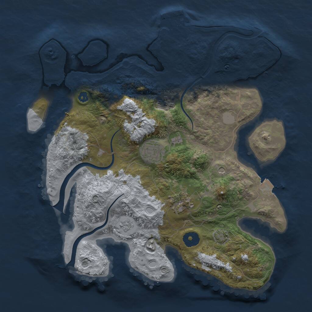 Rust Map: Procedural Map, Size: 3000, Seed: 1386245472, 8 Monuments