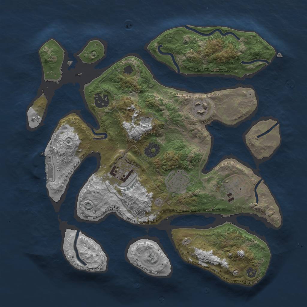 Rust Map: Procedural Map, Size: 3000, Seed: 1386245472, 9 Monuments